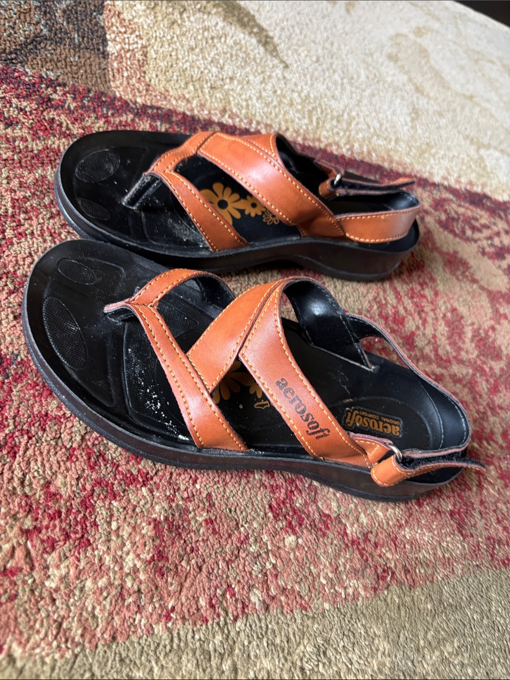 Aerosoles Tan Leather Cross-Strap Slingback Sandals - Size 7 (37)